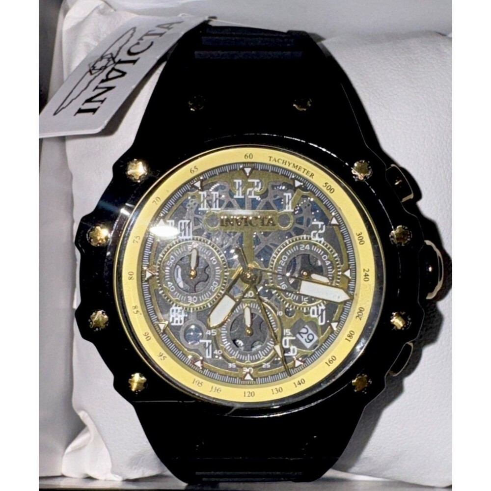 LETS RACE!! Mens Invicta Racing Vaulthan 44 MM Black With Silicone Band